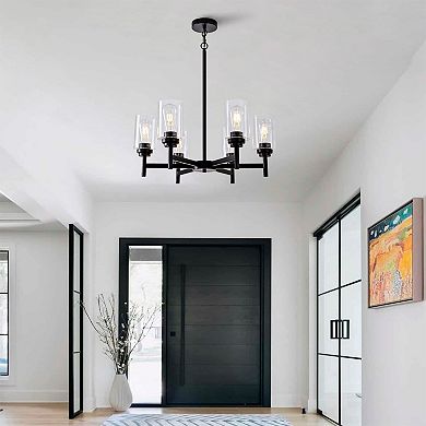 Farmhouse 6Light Glass Chandelier Modern Black Light Fixture Kitchen Dining Room