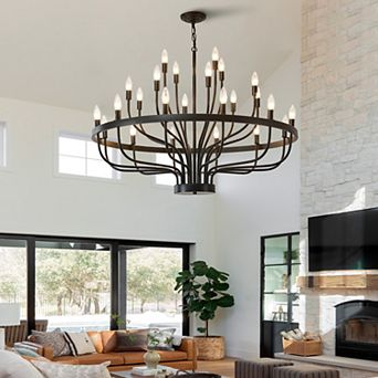 Industrial Black Chandelier Rustic Vintage 24Lights Candle Style Dining Room