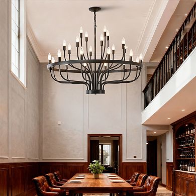 Industrial Black Chandelier Rustic Vintage 24Lights Candle Style Dining Room