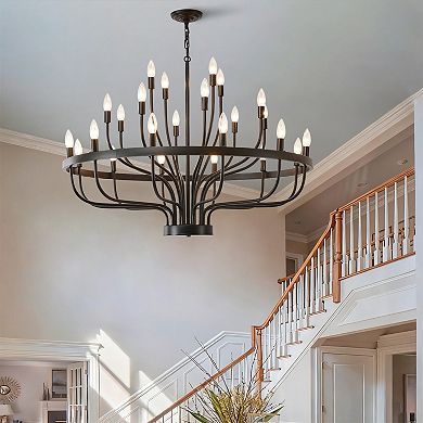 Industrial Black Chandelier Rustic Vintage 24Lights Candle Style Dining Room