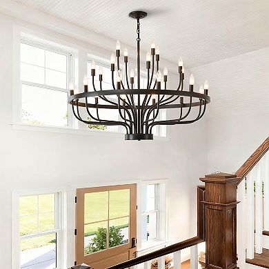 Industrial Black Chandelier Rustic Vintage 24Lights Candle Style Dining Room