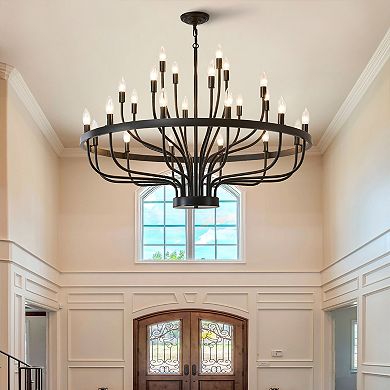 Industrial Black Chandelier Rustic Vintage 24Lights Candle Style Dining Room