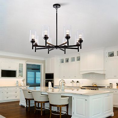 Farmhouse 8Light Glass Chandelier Modern Black Light Fixture Kitchen Dining Room