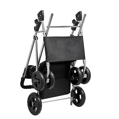 Pet Stroller Foldable 4 Wheels Dog Stroller Detachable Carrier up to 35 lbs