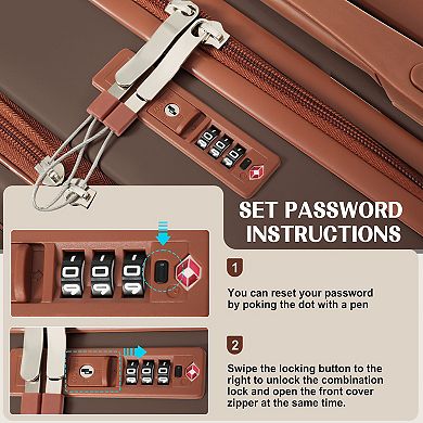 3-Piece Luggage Set 20 Inch with USB Port ABS Hard-Shell Suitcase with 360-Degree Spinner Wheels