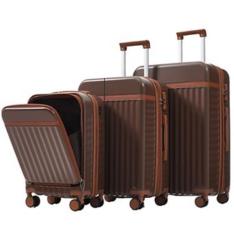 3 pc Luggage Set 20 Inch with USB Port ABS Hard-Shell Suitcase with 360-Degree Spinner Wheels