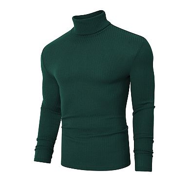 Men Knit Turtleneck Sweater Vintage Winter Warm Slim Basic Casual Pullovers Jumpers