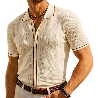 Men's Summer Ice Silk Polo Shirt Business Casual Turn-Down Collar Short Sleeve Breathable Casual Top