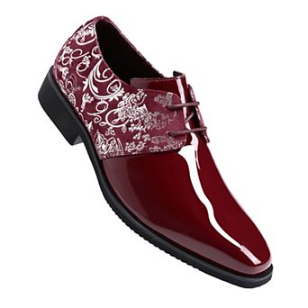 Men's Business Oxford Shoes Classic Patent Floral Pattern Lace-Up Dress