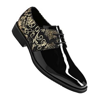Men's Business Oxford Shoes Classic Patent Floral Pattern Lace-Up Dress
