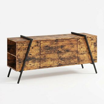 55 in Modern TV Stand , Adjustable Shelves, Farmhouse Entertainment Center, Wooden TV Console