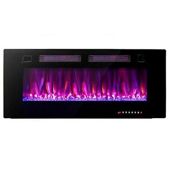 42 Inch Ultra-Thin Electric Fireplace with Decorative Crystals and Smart APP Control-42 inch