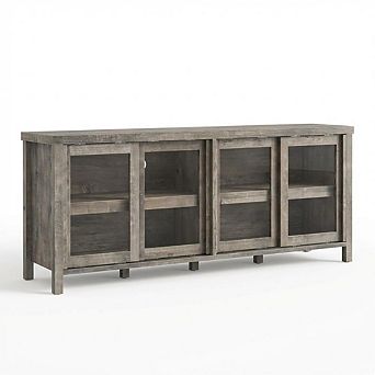 65 inch TV Stand for 70" TVs, Entertainment Center with Storage Cabinet，4 Sliding Glass Doors