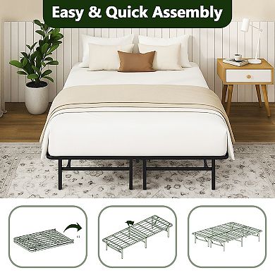 PATIOEASY Basics King iron bed with Storage imple Metal Platform Design Easy Assembly Included