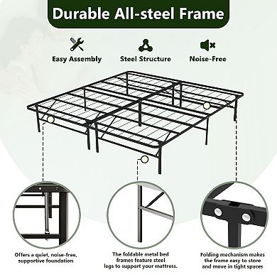 PATIOEASY Basics King iron bed with Storage imple Metal Platform Design Easy Assembly Included