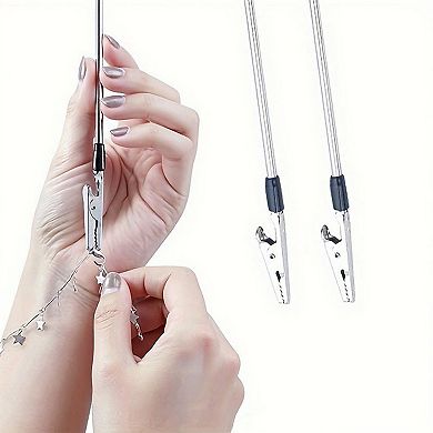 3-Piece Jewelry Fastener Helper Tool with Long Handle and Secure Alligator Clip for Easy Necklace