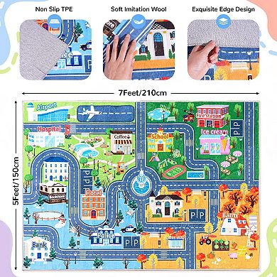 Kids ABC Educational Area Rug, Faux Cashmere Soft Non-Slip Washable Rug