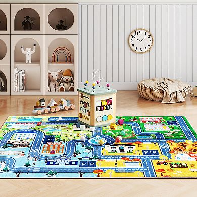 Kids ABC Educational Area Rug, Faux Cashmere Soft Non-Slip Washable Rug