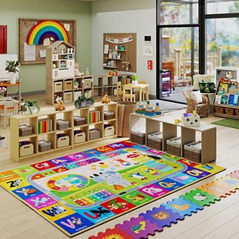 Kids ABC Educational Area Rug, Faux Cashmere Soft Non-Slip Washable Rug