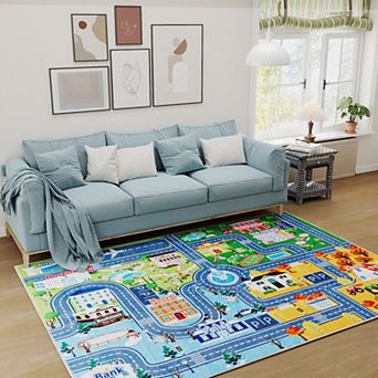 Kids ABC Educational Area Rug, Faux Cashmere Soft Non-Slip Washable Rug