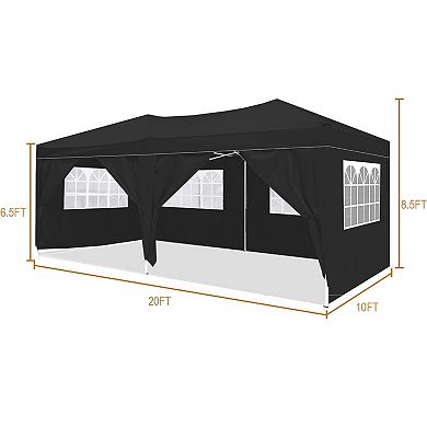 WOW PIONEER 10x20 Foot Folding Canopy Tent with Removable Sidewalls UPF 50+ Shelter
