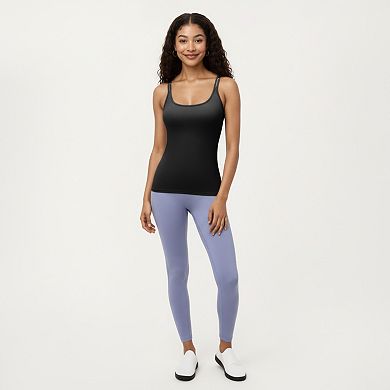 Women's Fitted Athletic Tank Top with Double Strap Back and Smooth Stretch Knit Fabric