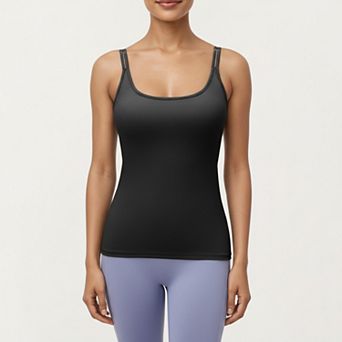 Women's Fitted Athletic Tank Top with Double Strap Back and Smooth Stretch Knit Fabric