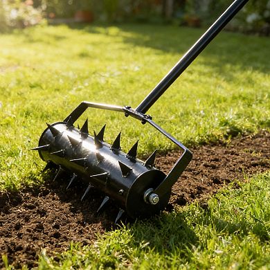 WOW PIONEER Heavy Duty Manual Lawn Aerator Tool for Soil Aeration Gardening