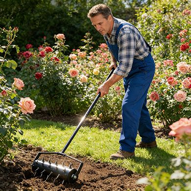 WOW PIONEER Heavy Duty Manual Lawn Aerator Tool for Soil Aeration Gardening