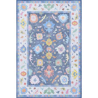 Modern Oushak Low Pile Area Rug, Soft Washable Non-Slip Carpet for Home Decor