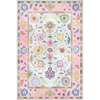 Modern Oushak Low Pile Area Rug, Soft Washable Non-Slip Carpet for Home Decor