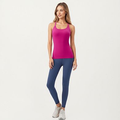 Women's Strappy Back Athletic Tank Top with Smooth Stretch Fabric and Fitted Silhouette