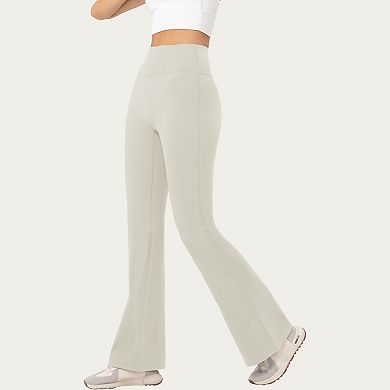 Women's High Waist Flare Leggings with Stretch Knit Fabric and Smooth Sculpting Fit