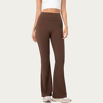 Women's High Waist Flare Leggings with Stretch Knit Fabric and Smooth Sculpting Fit
