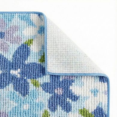 Plush Absorbent Bathroom Floor Mat with Floral Pattern Soft Textured Bath Rug