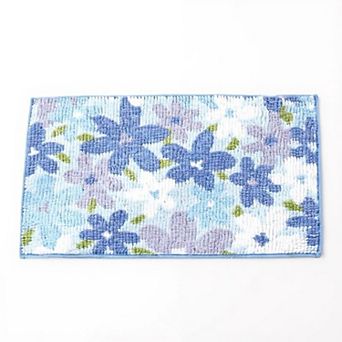 Plush Absorbent Bathroom Floor Mat with Floral Pattern Soft Textured Bath Rug