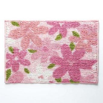 Plush Absorbent Bathroom Floor Mat with Floral Pattern Soft Textured Bath Rug