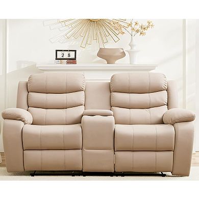Adjustable Electric Recliner Sofa with Cup Holders, Flip-Up Middle Backrest