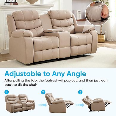 Adjustable Electric Recliner Sofa with Cup Holders, Flip-Up Middle Backrest