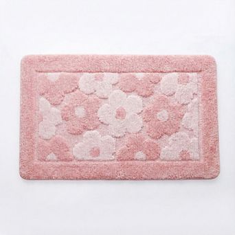 Plush Absorbent Bathroom Floor Mat with Floral Pattern Soft Textured Bath Rug