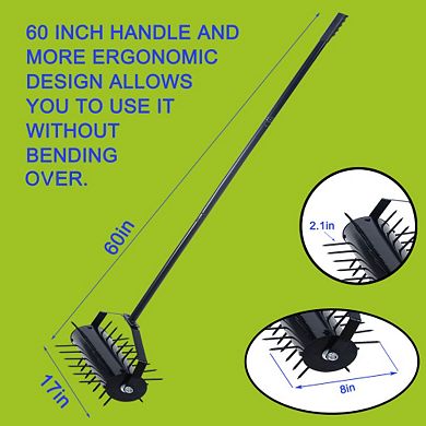 WOW PIONEER Manual Lawn Aerator Tool with Rolling Design for Healthy Turf Maintenance