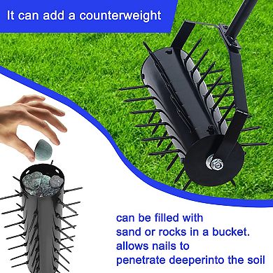 WOW PIONEER Manual Lawn Aerator Tool with Rolling Design for Healthy Turf Maintenance