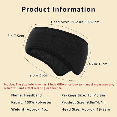 Winter Fleece Headband Ear Warmer Comfy Moisture-Wicking Windproof for Running Outdoor Activities