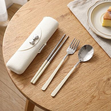 Portable Flatware Set with Storage Case Chopsticks Fork Spoon Travel Dining Utensils
