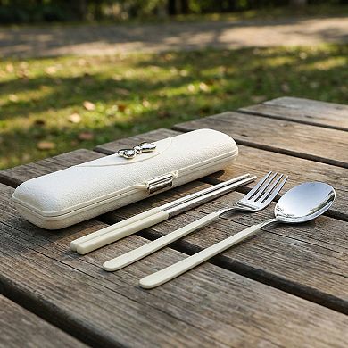 Portable Flatware Set with Storage Case Chopsticks Fork Spoon Travel Dining Utensils