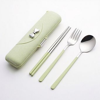 Portable Flatware Set with Storage Case Chopsticks Fork Spoon Travel Dining Utensils