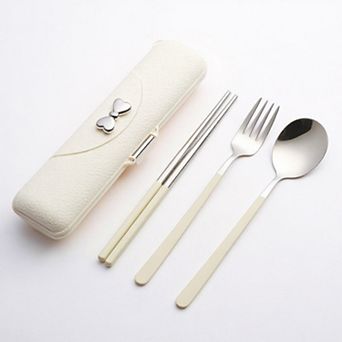Portable Flatware Set with Storage Case Chopsticks Fork Spoon Travel Dining Utensils