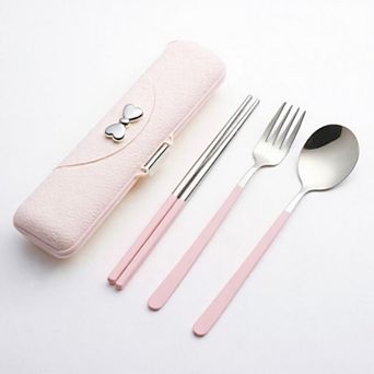 Portable Flatware Set with Storage Case Chopsticks Fork Spoon Travel Dining Utensils