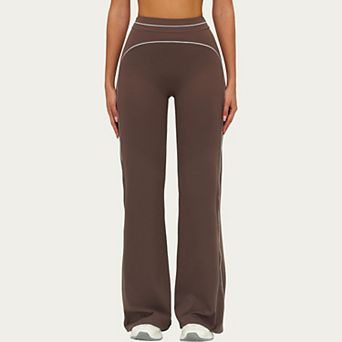 Women's High Waist Flare Leg Active Pants with Sculpting Fit and Contrast Seam Detailing