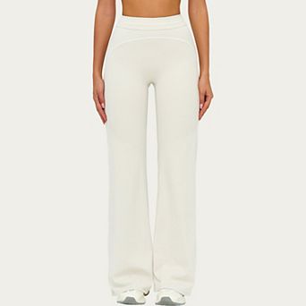 Women's High Waist Flare Leg Active Pants with Sculpting Fit and Contrast Seam Detailing